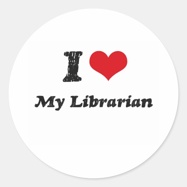 I heart My Librarian Classic Round Sticker (Front)