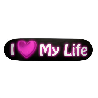 I Heart My Life Black and Hot Pink Skateboard