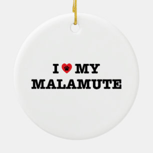 I Heart My Malamute Ceramic Tree Decoration