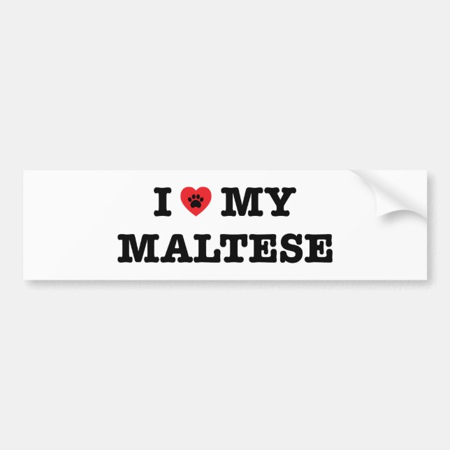 I Heart My Maltese Bumper Sticker (Front)