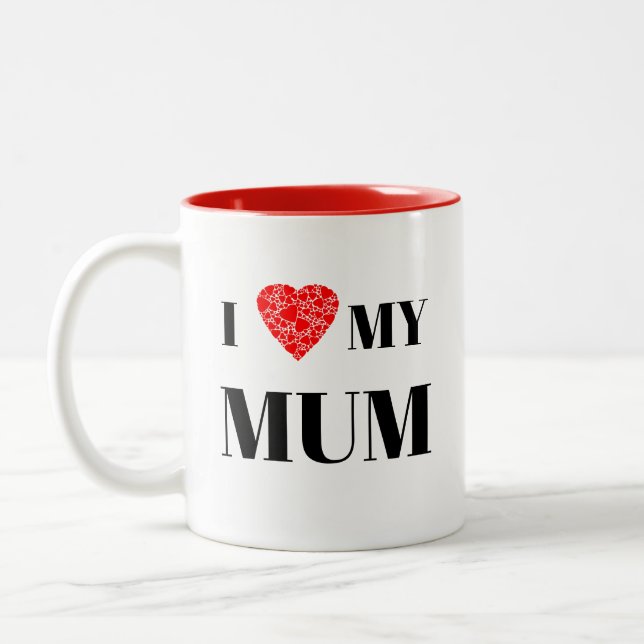 I heart my mum | Gift to personalise Two-Tone Coffee Mug (Left)