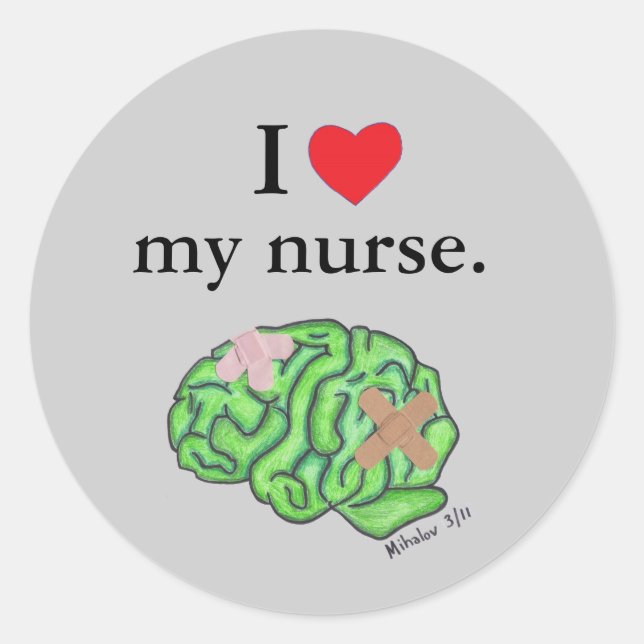 I [heart] my nurse classic round sticker (Front)