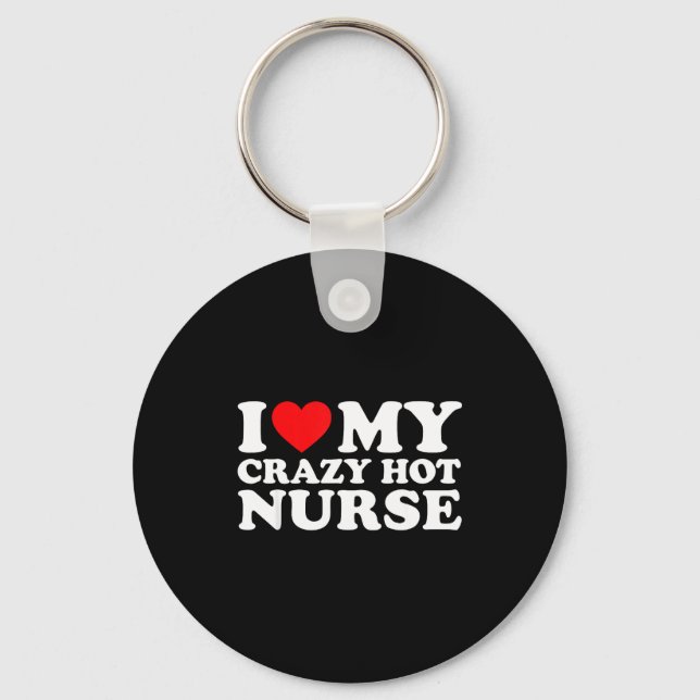 I Heart My Nurse Husband Wife Funny Matching Coupl Key Ring (Front)