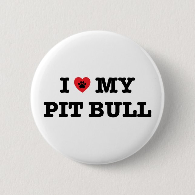 I Heart My Pit Bull Button (Front)