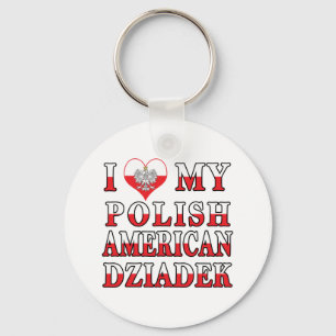 I Heart My Polish American Dziadek Key Ring