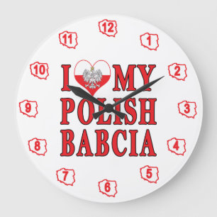 I Heart My Polish Babcia Large Clock