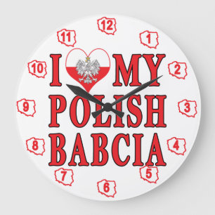 I Heart My Polish Babcia Large Clock