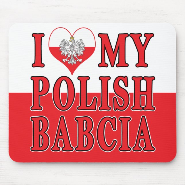 I Heart My Polish Babcia Mouse Mat (Front)