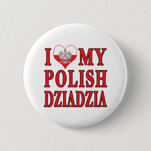 I Heart My Polish Dziadzia 6 Cm Round Badge