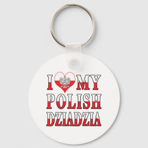 I Heart My Polish Dziadzia Key Ring