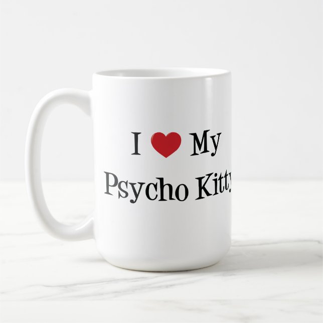 I Heart My Psycho Kitty Mug (Left)
