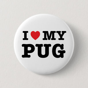 I Heart My Pug 6 Cm Round Badge