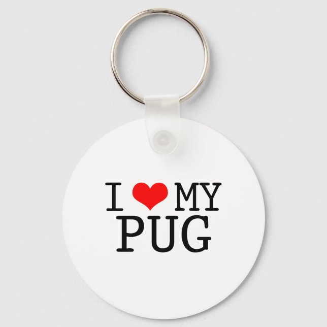I Heart My Pug Key Ring (Front)