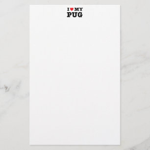 I Heart My Pug Stationery