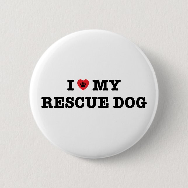 I Heart My Rescue Dog Button (Front)