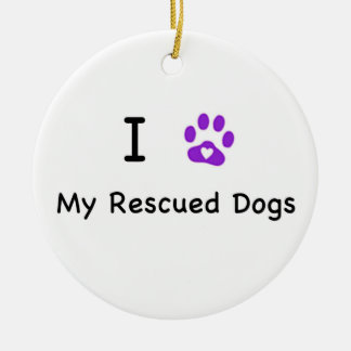 I Heart My Rescued Dogs Ceramic Tree Decoration