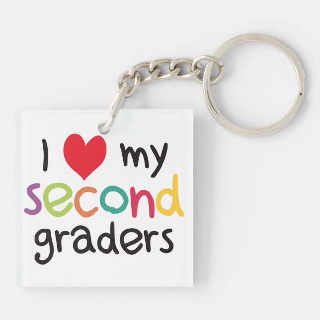 I Heart My Second Graders Teacher Love Key Ring (Back)