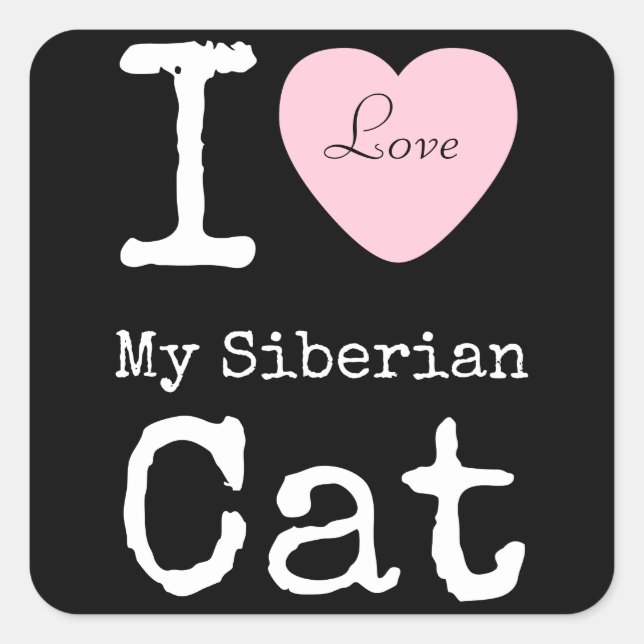 I Heart My Siberian Cat Sticker (Front)