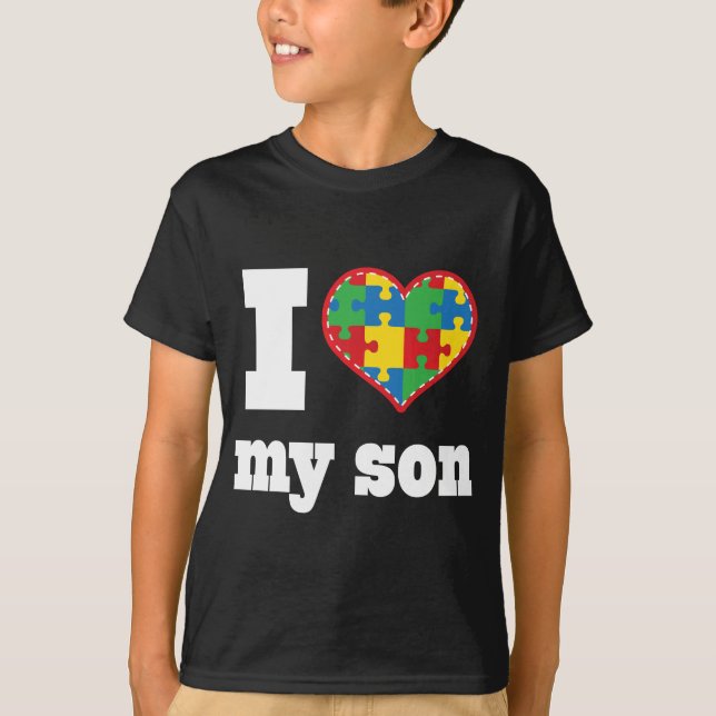 I Heart My Son Autism Puzzle Piece T-Shirt (Front)