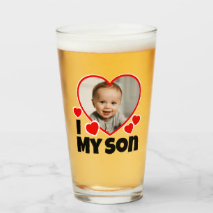 I Heart My Son Personalised Photo Beer Glass