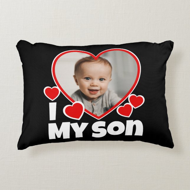 I Heart My Son Personalised Photo Decorative Cushion (Front)