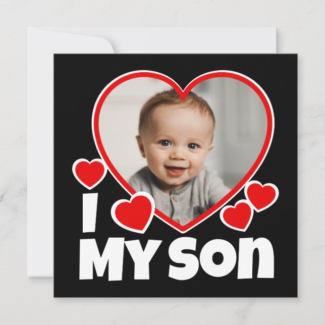 I Heart My Son Personalised Photo Flat Card (Front)
