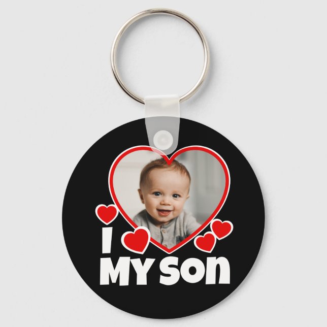 I Heart My Son Personalised Photo Round Key Ring (Front)