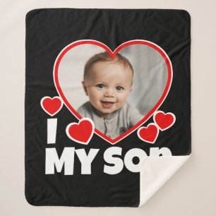 I Heart My Son Personalised Photo Sherpa Blanket