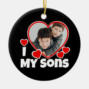 I Heart My Sons Personalised Photo Ceramic Tree Decoration