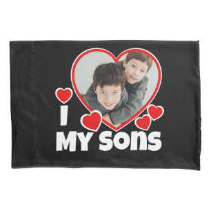 I Heart My Sons Personalised Photo Pillowcase