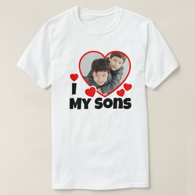I Heart My Sons Personalised Photo T-Shirt (Design Front)