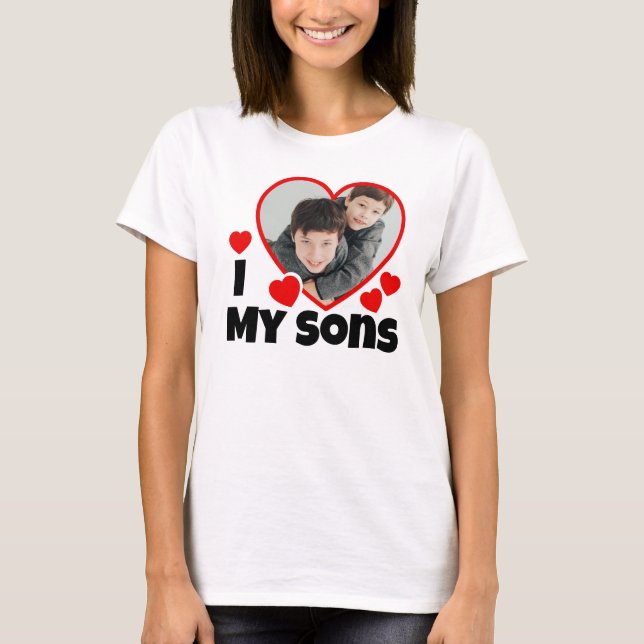 I Heart My Sons Personalised Photo T-Shirt (Front)
