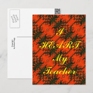 "I Heart My Teacher" appreciation postcard