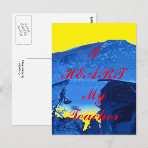 "I Heart My Teacher"  appreciation postcard