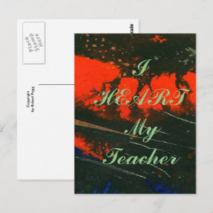"I Heart My Teacher" appreciation postcard