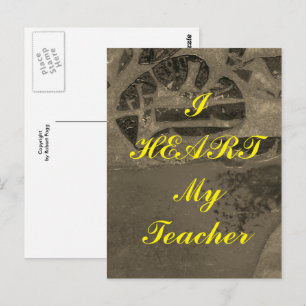 "I Heart My Teacher"  appreciation postcard