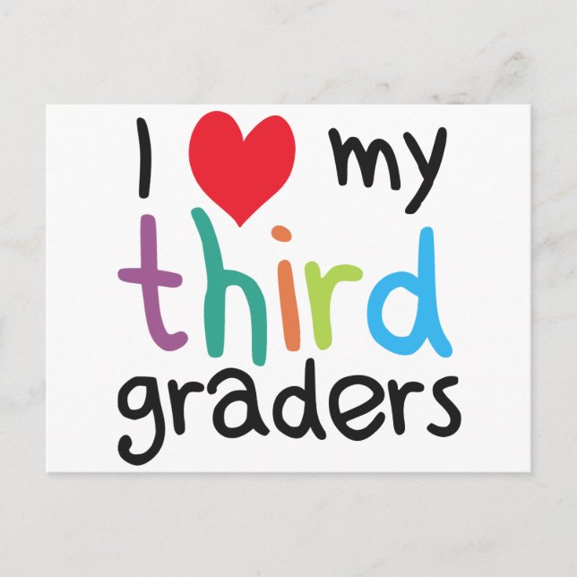 I Heart My Third Graders Teacher Love Postcard (Front)