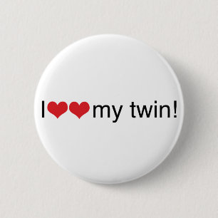 I Heart My Twin 6 Cm Round Badge