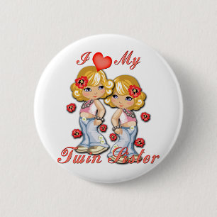I (Heart) my Twin Sister 6 Cm Round Badge