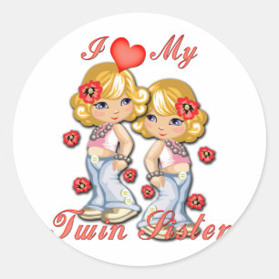 I (Heart) my Twin Sister Classic Round Sticker