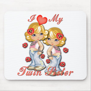 I (Heart) my Twin Sister Mouse Mat