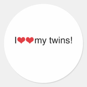 I Heart My Twins Classic Round Sticker