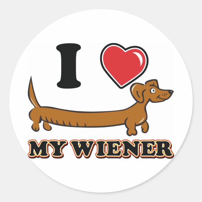 I-HEART-MY-WEINER CLASSIC ROUND STICKER (Front)
