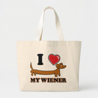 I-HEART-MY-WEINER LARGE TOTE BAG