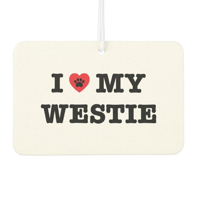 I Heart My Westie Car Air Freshener (Front)