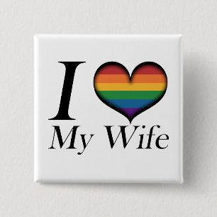 I Heart My Wife 15 Cm Square Badge
