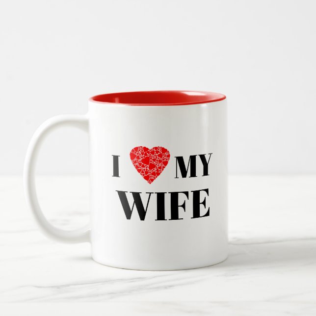 I heart my wife | Gift to personalise Two-Tone Coffee Mug (Left)