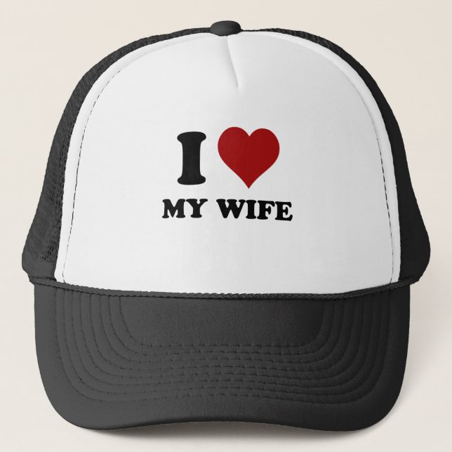 i heart my wife trucker hat (Front)