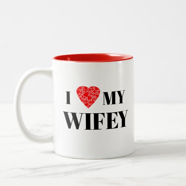I heart my wifey | Gift to personalise Two-Tone Coffee Mug (Left)