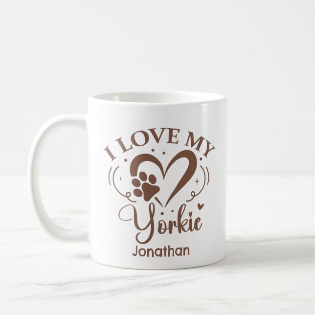 I Heart My Yorkie Personalised Coffee Mug (Left)